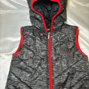 DKNY Black Red Puffer Hooded vest Boys Youth Fall Winter Layers Size 6
